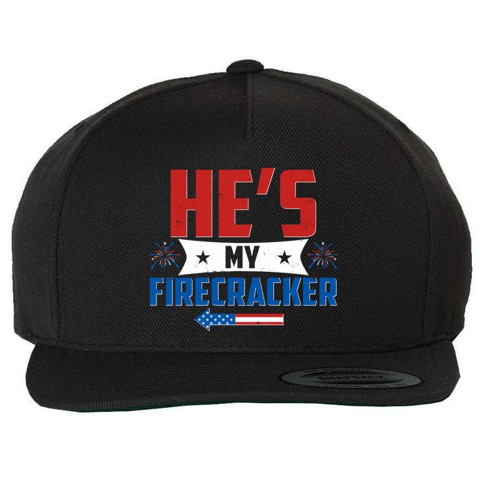 Fourth of July He's My Firecracker Matching Shirt Wool Snapback Cap