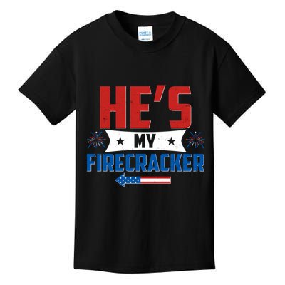 Fourth of July He's My Firecracker Matching Shirt Kids T-Shirt