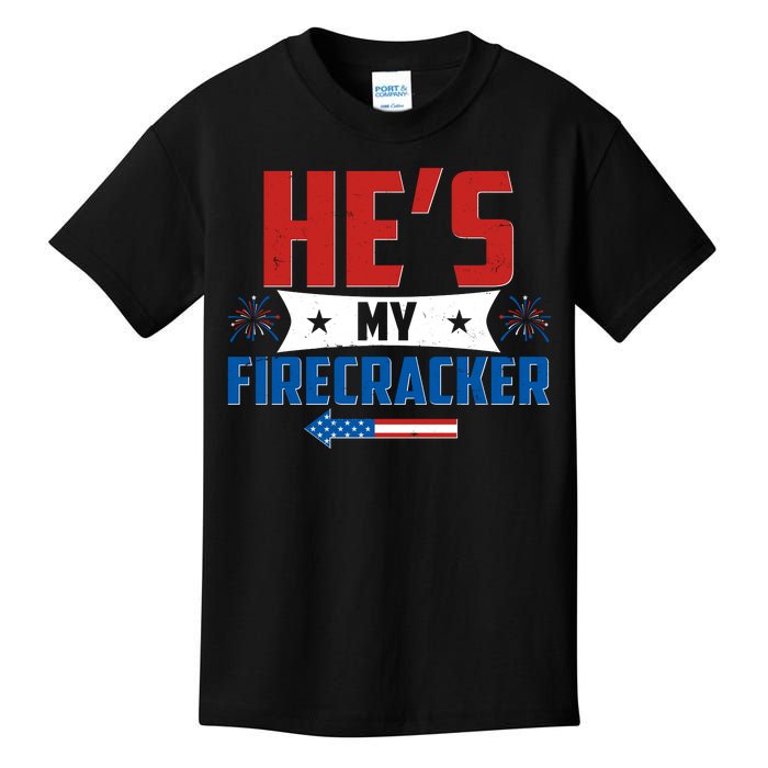 Fourth of July He's My Firecracker Matching Shirt Kids T-Shirt