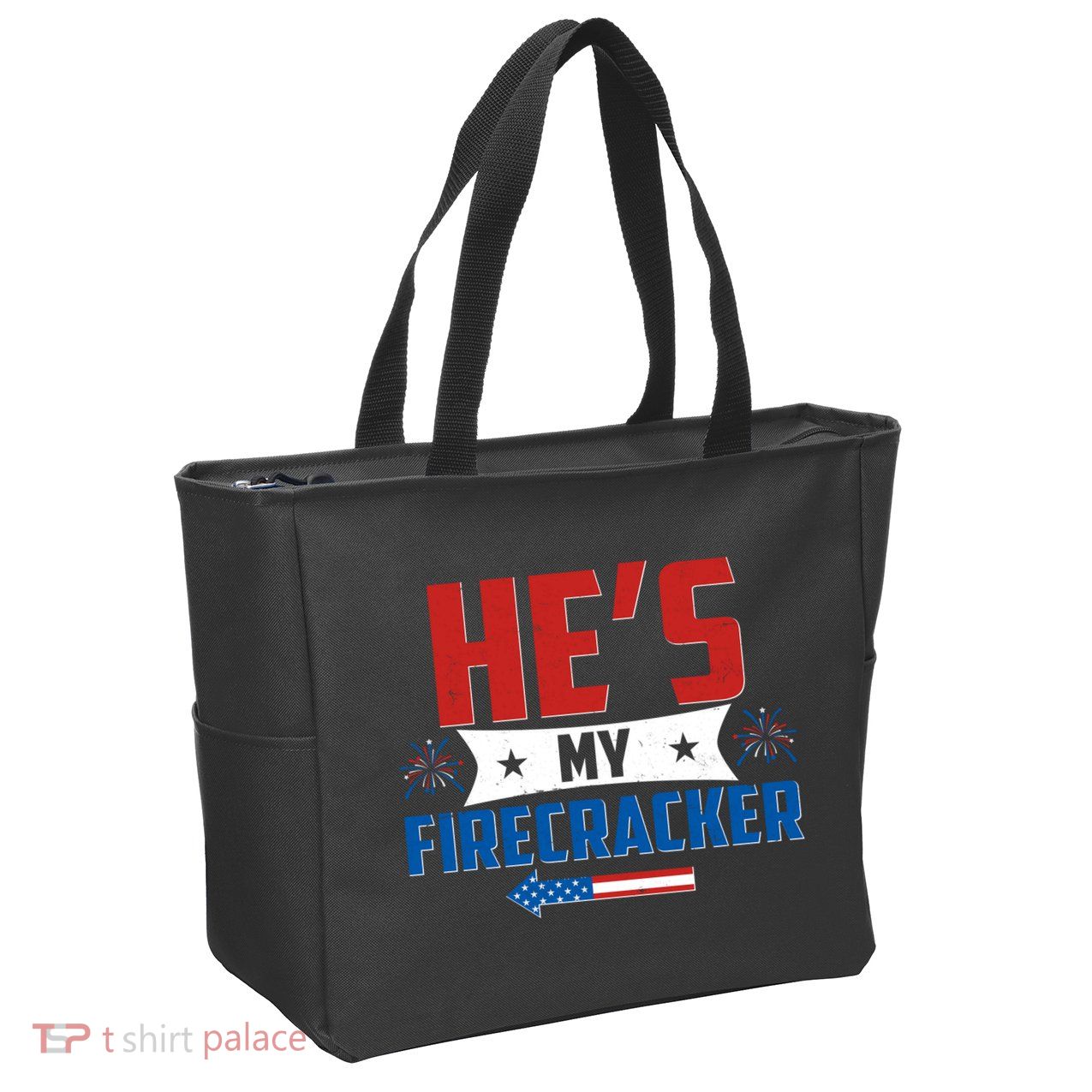 Fourth of July He's My Firecracker Matching Shirt Zip Tote Bag