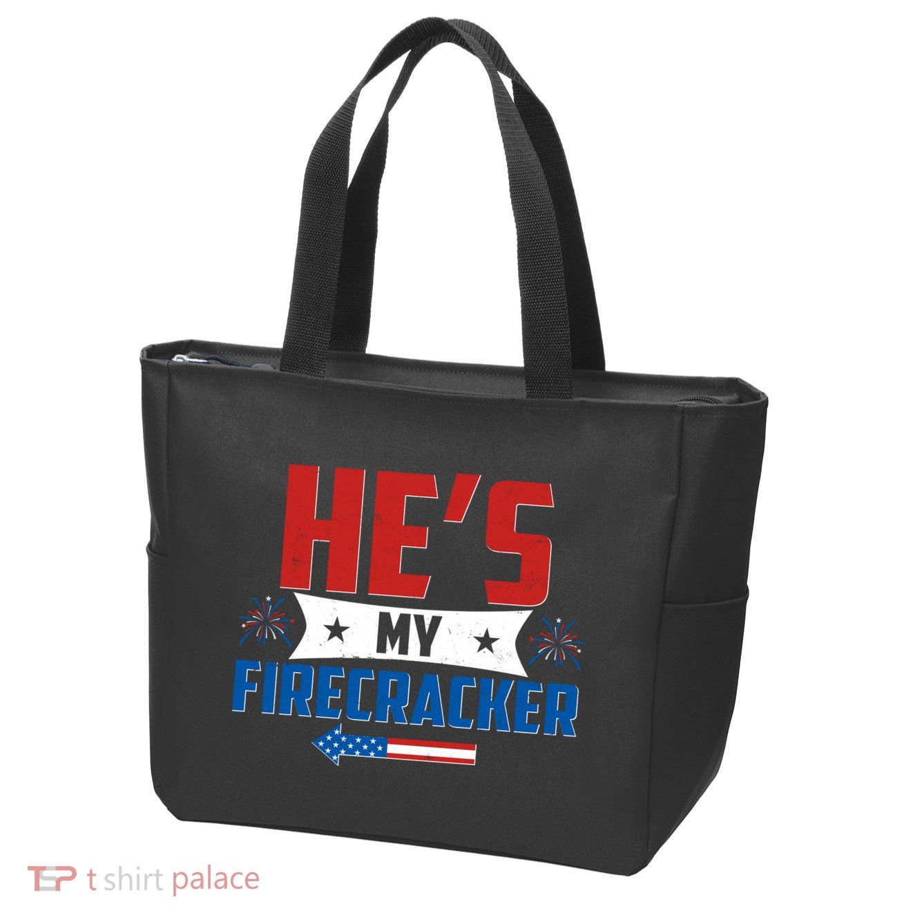 Fourth of July He's My Firecracker Matching Shirt Zip Tote Bag