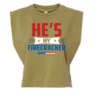 Fourth of July He's My Firecracker Matching Shirt Garment-Dyed Women's Muscle Tee