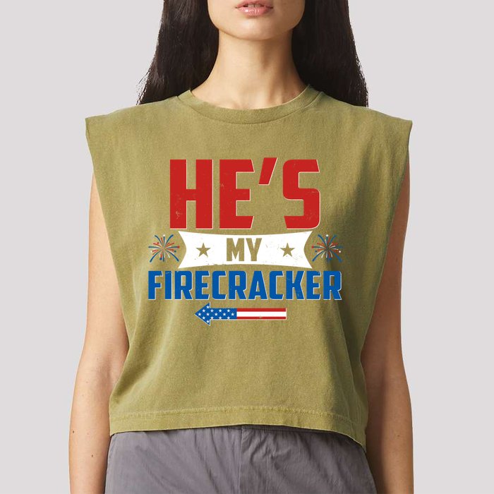 Fourth of July He's My Firecracker Matching Shirt Garment-Dyed Women's Muscle Tee