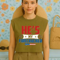 Fourth of July He's My Firecracker Matching Shirt Garment-Dyed Women's Muscle Tee