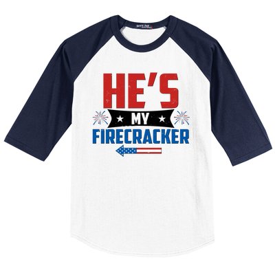 Fourth of July He's My Firecracker Matching Shirt Baseball Sleeve Shirt