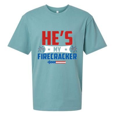Fourth of July He's My Firecracker Matching Shirt Sueded Cloud Jersey T-Shirt
