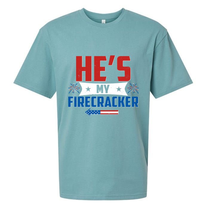Fourth of July He's My Firecracker Matching Shirt Sueded Cloud Jersey T-Shirt