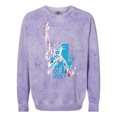 Fourth Of July Statue Of Liberty Colorblast Crewneck Sweatshirt