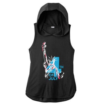 Fourth Of July Statue Of Liberty Ladies PosiCharge Tri-Blend Wicking Draft Hoodie Tank