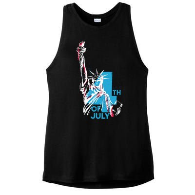 Fourth Of July Statue Of Liberty Ladies PosiCharge Tri-Blend Wicking Tank