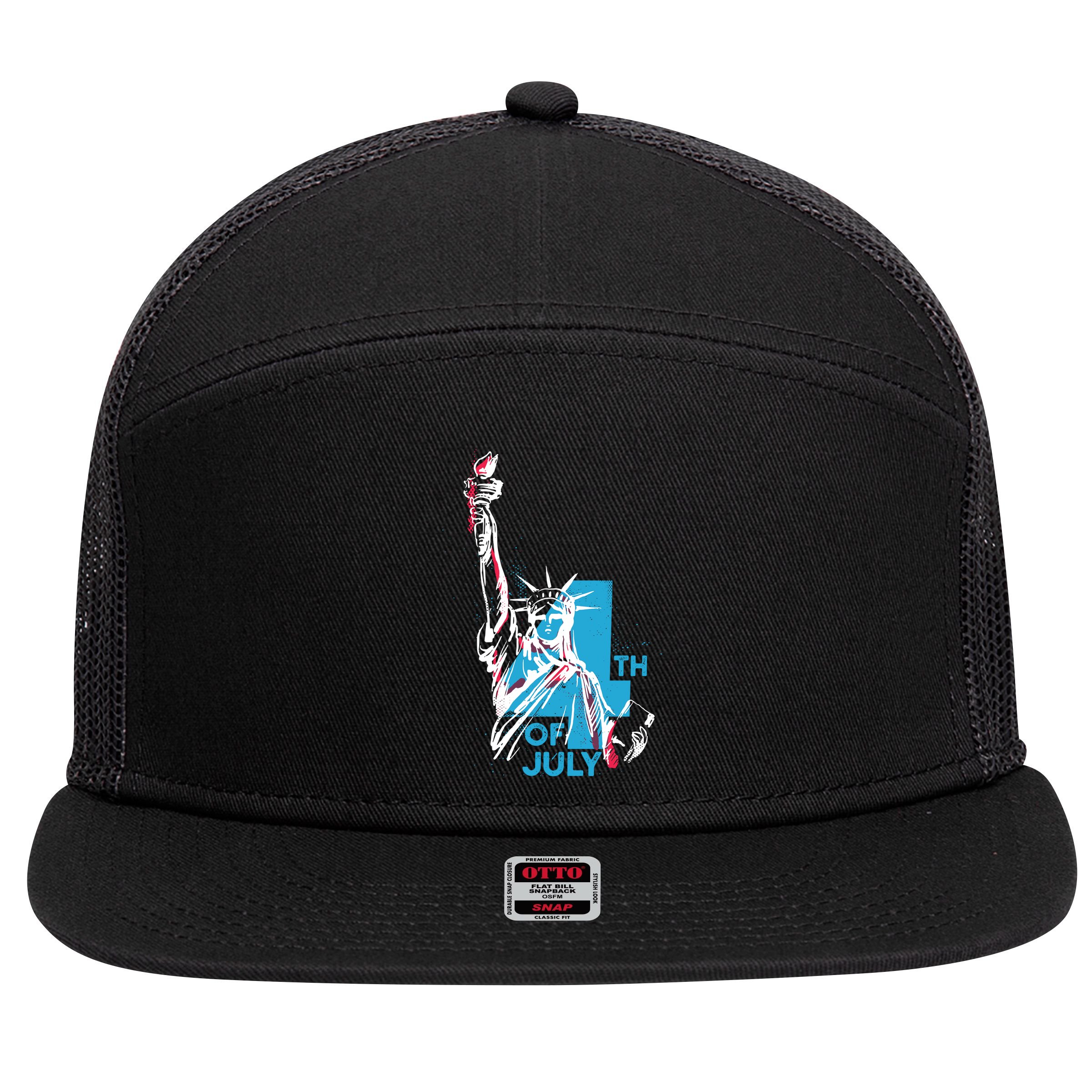 Fourth Of July Statue Of Liberty 7 Panel Mesh Trucker Snapback Hat