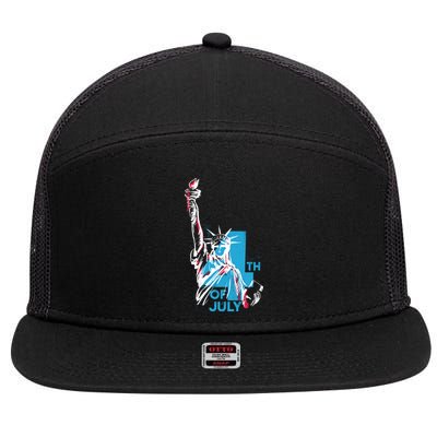 Fourth Of July Statue Of Liberty 7 Panel Mesh Trucker Snapback Hat