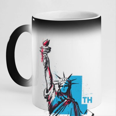 Fourth Of July Statue Of Liberty 11oz Black Color Changing Mug