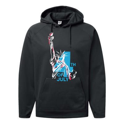 Fourth Of July Statue Of Liberty Performance Fleece Hoodie