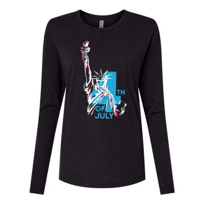 Fourth Of July Statue Of Liberty Womens Cotton Relaxed Long Sleeve T-Shirt