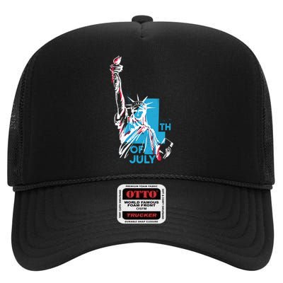 Fourth Of July Statue Of Liberty High Crown Mesh Back Trucker Hat