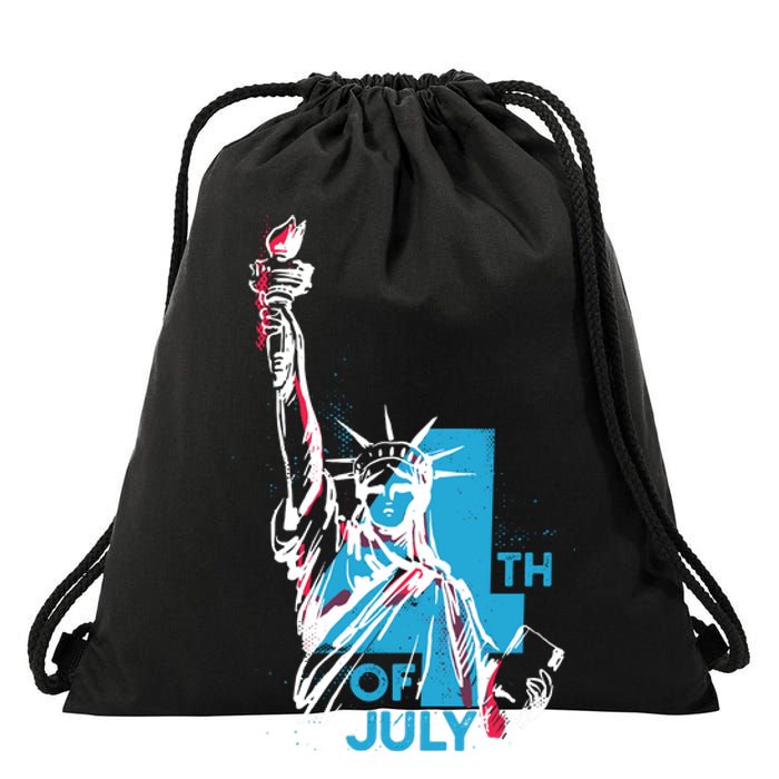 Fourth Of July Statue Of Liberty Drawstring Bag