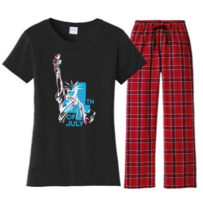 Fourth Of July Statue Of Liberty Women's Flannel Pajama Set