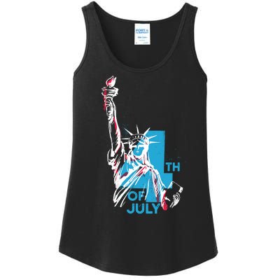 Fourth Of July Statue Of Liberty Ladies Essential Tank