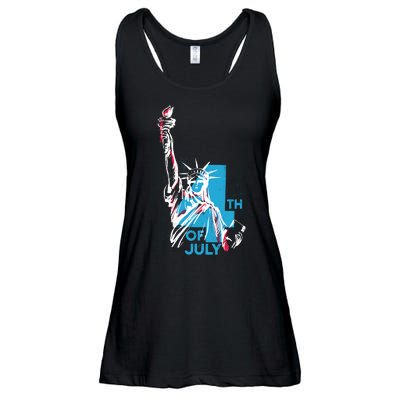 Fourth Of July Statue Of Liberty Ladies Essential Flowy Tank