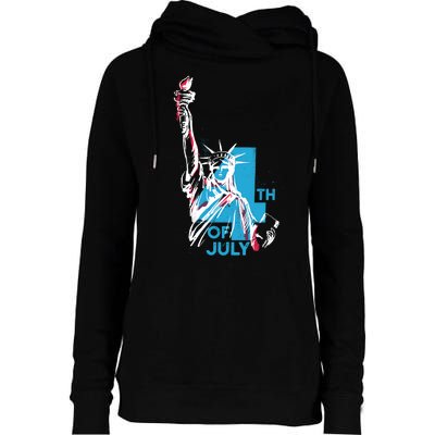 Fourth Of July Statue Of Liberty Womens Funnel Neck Pullover Hood