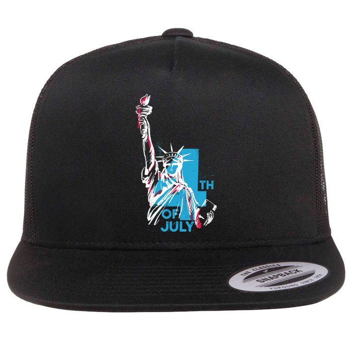 Fourth Of July Statue Of Liberty Flat Bill Trucker Hat