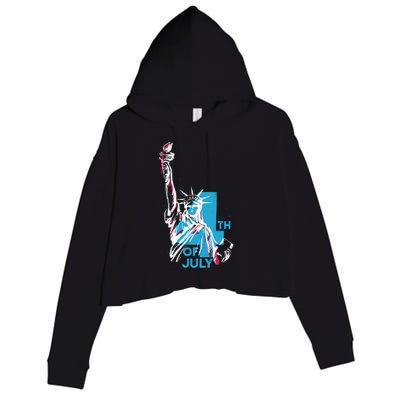 Fourth Of July Statue Of Liberty Crop Fleece Hoodie