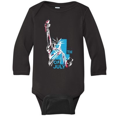 Fourth Of July Statue Of Liberty Baby Long Sleeve Bodysuit