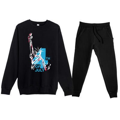 Fourth Of July Statue Of Liberty Premium Crewneck Sweatsuit Set