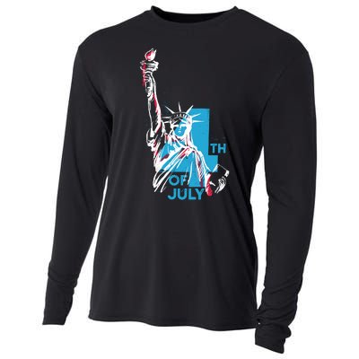 Fourth Of July Statue Of Liberty Cooling Performance Long Sleeve Crew