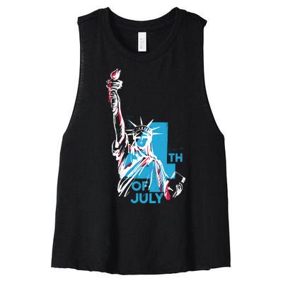 Fourth Of July Statue Of Liberty Women's Racerback Cropped Tank