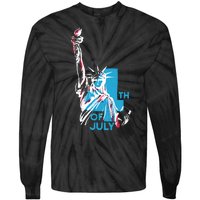 Fourth Of July Statue Of Liberty Tie-Dye Long Sleeve Shirt