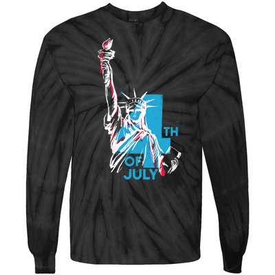 Fourth Of July Statue Of Liberty Tie-Dye Long Sleeve Shirt