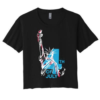 Fourth Of July Statue Of Liberty Women's Crop Top Tee