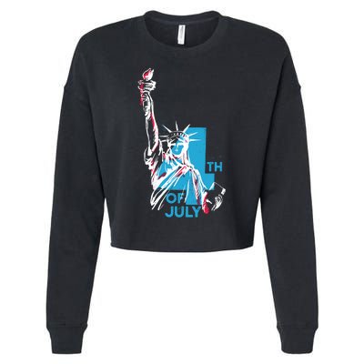 Fourth Of July Statue Of Liberty Cropped Pullover Crew