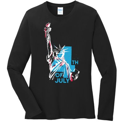 Fourth Of July Statue Of Liberty Ladies Long Sleeve Shirt