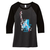 Fourth Of July Statue Of Liberty Women's Tri-Blend 3/4-Sleeve Raglan Shirt