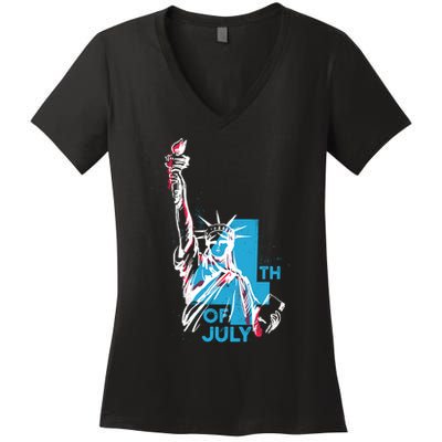 Fourth Of July Statue Of Liberty Women's V-Neck T-Shirt