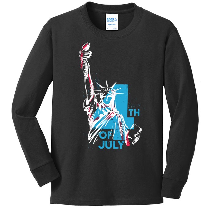 Fourth Of July Statue Of Liberty Kids Long Sleeve Shirt