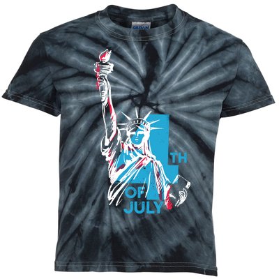 Fourth Of July Statue Of Liberty Kids Tie-Dye T-Shirt