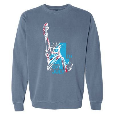 Fourth Of July Statue Of Liberty Garment-Dyed Sweatshirt