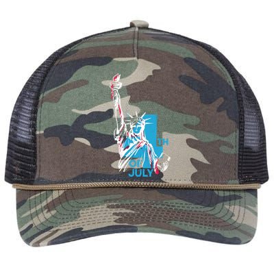 Fourth Of July Statue Of Liberty Retro Rope Trucker Hat Cap