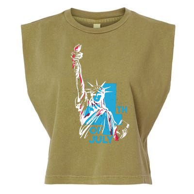 Fourth Of July Statue Of Liberty Garment-Dyed Women's Muscle Tee