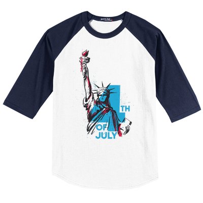 Fourth Of July Statue Of Liberty Baseball Sleeve Shirt