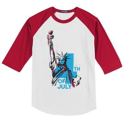 Fourth Of July Statue Of Liberty Kids Colorblock Raglan Jersey