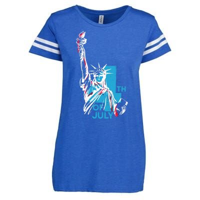 Fourth Of July Statue Of Liberty Enza Ladies Jersey Football T-Shirt