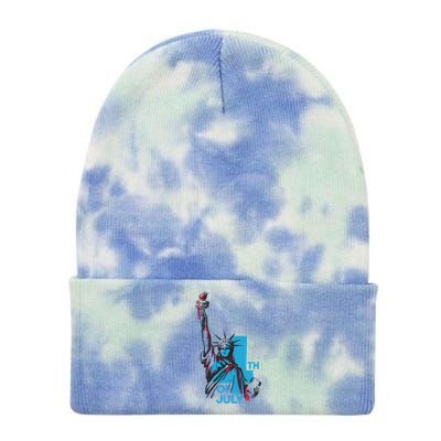 Fourth Of July Statue Of Liberty Tie Dye 12in Knit Beanie