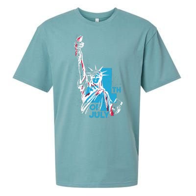 Fourth Of July Statue Of Liberty Sueded Cloud Jersey T-Shirt