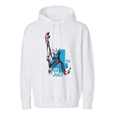 Fourth Of July Statue Of Liberty Garment-Dyed Fleece Hoodie