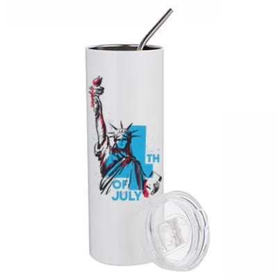 Fourth Of July Statue Of Liberty Stainless Steel Tumbler